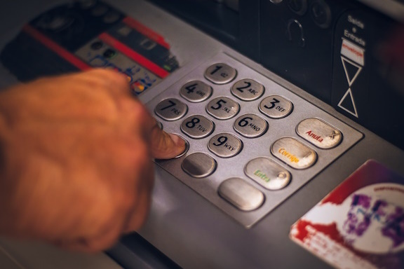 ATM keypad being used by client